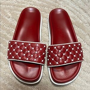 Valentino Garavani Red Quilted Slide Sandals